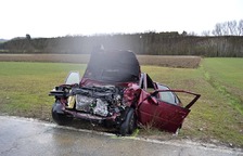 Accidente en Ororbia en el que una madre ha colisionado frontalmte con el vehículo en el que viajaba su hijo. 