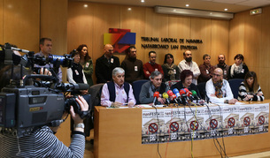 Los representantes de la Mesa de Funci&oacute;n P&uacute;blica en una reciente comparecencia