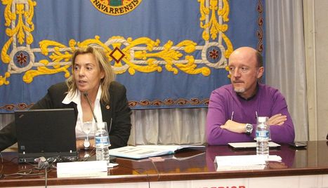Los vicerrectores Vírseda (izq.) y Pintor, durante su presentación a los profesores de Secundaria.. CEDIDA