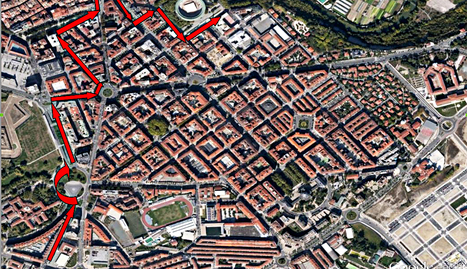 Mapa con el recorrido que seguirá la Cabalgata de los Reyes Magos el 5 de enero de 2013 en Pamplona. AYTO. PAMPLONA