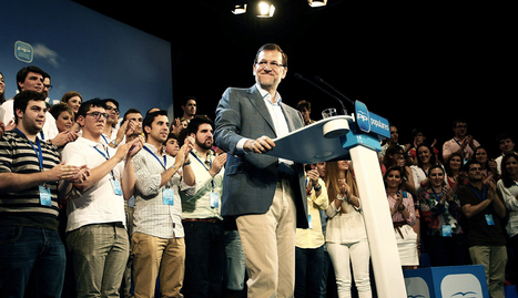 El presidente del Gobierno, Mariano Rajoy, durante su discurso en la clausura de la convención del PPCV en Peñíscola. EFE