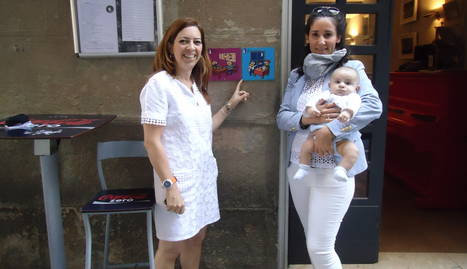 Conce de los Reyes (del bar Catachú) con su bebé y Amaya Ariz (presidenta de ANA). cedida