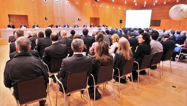 Imagen de la junta general de accionistas de Viscofan celebrada ayer en Pamplona