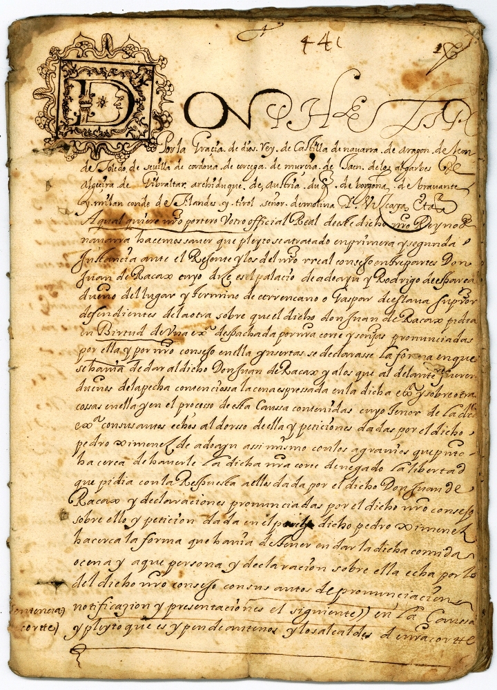 Provisión Real de Felipe III, de 1605, entre los documentos del fondo familiar Ladrón de Cegama. GOB. DE NAVARRA