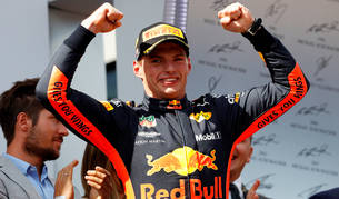 Verstappen celebra la victoria en Austria