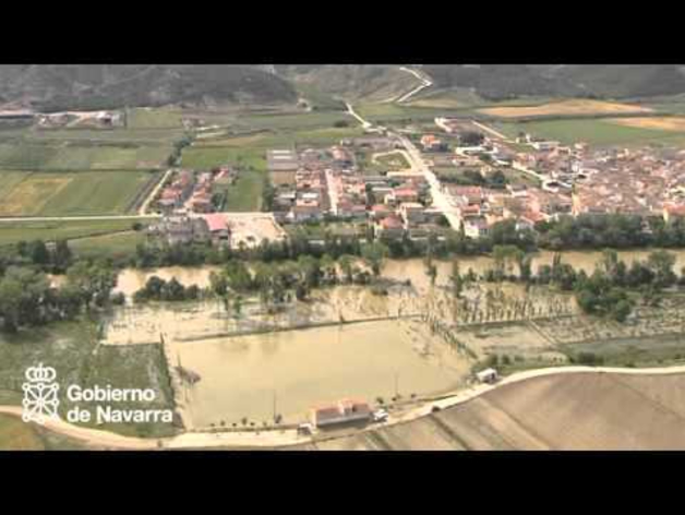 Imágenes aéreas del desbordamiento de los ríos Ebro y Arga