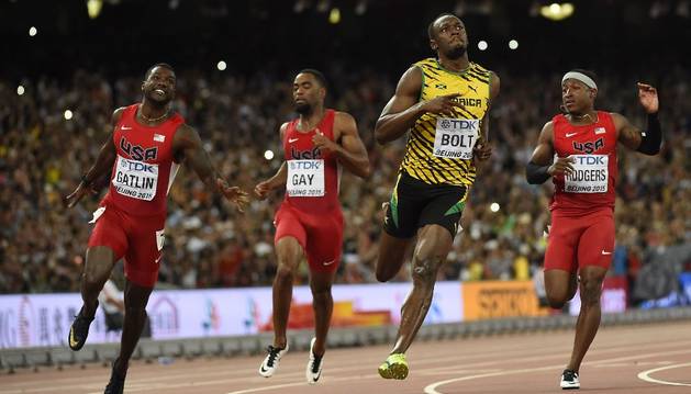 Final de los 100 metros de Pekín.