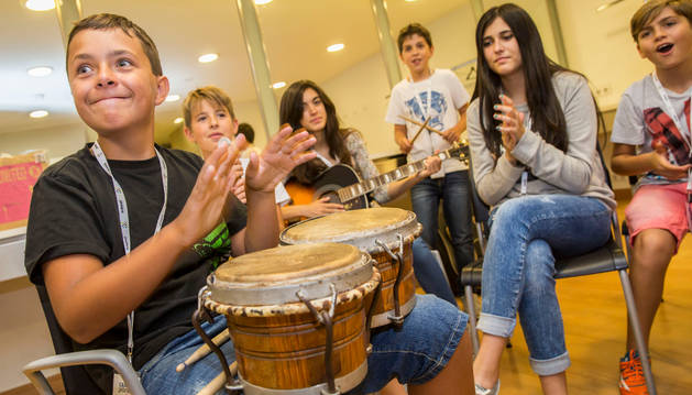 Algunos alumnos participantes en 'Campus Promete', en Baluarte (Pamplona), en agosto de 2015.