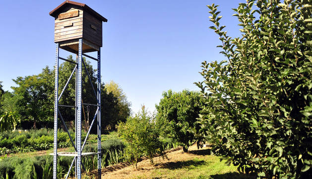 El Myotis Hotel para murciélagos instalado en el huerto de Juan González del Arco y Felipe Marín Barásoain.
