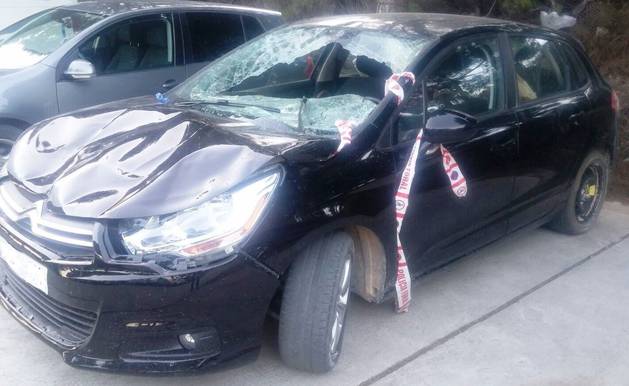 Estado del coche del atropello en Tudela.