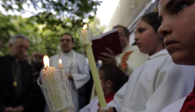 La llegada del Ángel de Aralar a Pamplona