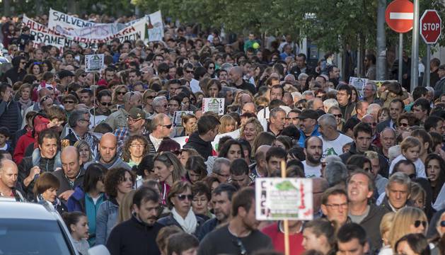 La manifestación durante su avance , que llegó a ocupar con sus filas prácticamente por completo el paseo de la Inmaculada.