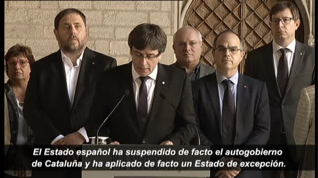 Puigdemont acusa al Estado de suspender “de facto el autogobierno en Cataluña”
