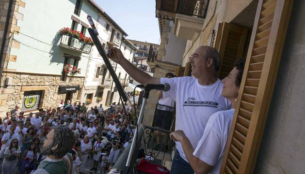 Cohete de las fiestas de Olazagutía 2018