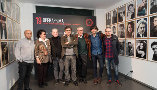 De izda. a dcha.: Luis Alegre, Lola Salvador, Javier Gómez Vidal, Manuel Hidalgo, Jaime Chávarri, Diego San José y Julio Mazarico.