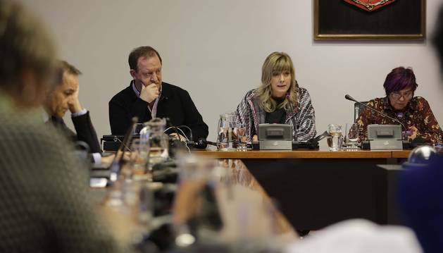 La consejera Ana Ollo y Mikel Arregi (Instituto Navarro del Euskera), en una comisión parlamentaria.