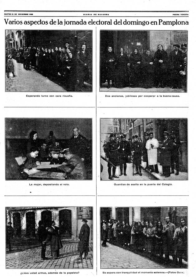 Imagen de la página publicada en Diario de Navarra el 21 de noviembre 1933.