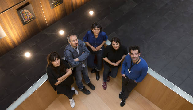 Los candidatos a las X Films de este año. De izquierda a derecha: Natalia Marín, Javier Fernández Vázquez, Maddi Barber, Jaione Camborda y Luis López Carrasco.