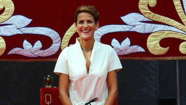 María Chivite, durante el acto de investidura como presidenta del Gobierno de Navarra