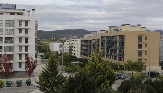 Bloques de edificios en Sarriguren donde todas las viviendas, salvo las promociones de unifamiliares, son protegidas.