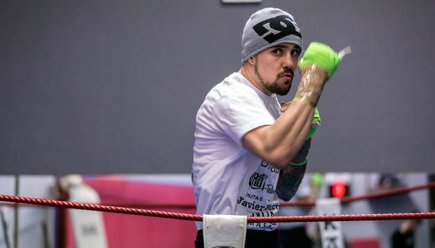 foto de David 'Infierno' Soria durante su penúltima sesión el jueves pasado en el gimnasio Kanku de Burlada. Allí ha preparado el combate de hoy.