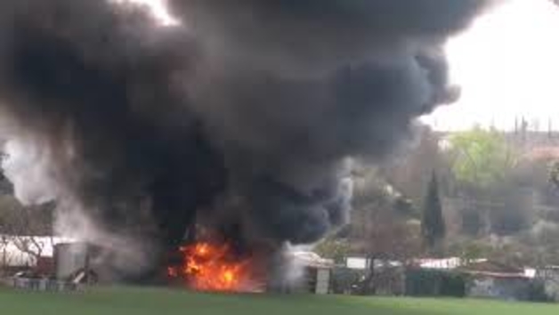 Vídeo del incendio de casetas de huerta en Olaz