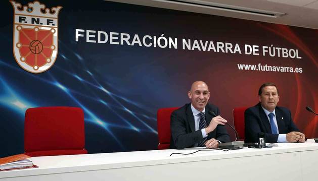 Del Amo y Rubiales, en noviembre de 2018 en la sede de la Federación Navarra.