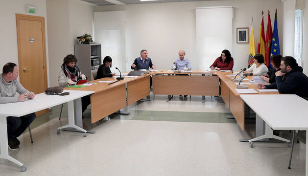 Imagen del pleno celebrado en marzo, ya en situación de alarma. Ayer tomó posesión el edil del PSN, que sustituye a Erika Pérez.