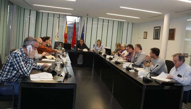 Vista del pleno del Ayuntamiento de Noáin (Valle de Elorz) en una sesión anterior. La de ayer, telemática, se suspendió por problemas técnicos.
