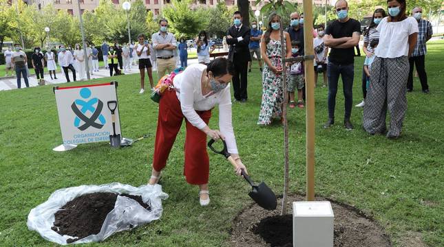Fotos del homenaje a las víctimas del coronavirus organizado por el Colegio de Enfermería de Navarra