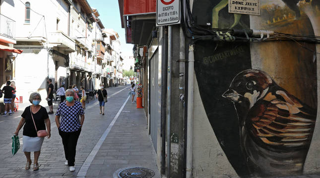 Un calle de Sangüesa durante los rebrotes de coronavirus.