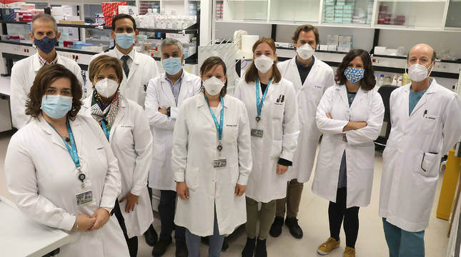 Parte del equipo del CIMA que participa en el proyecto AGATA. De izquierda a derecha, Pablo Sarobe, Arantxa Bielsa, Mª José Larráyoz, Rubén Pío, Antonio Pineda, Beatriz Ramírez, Teresa Imízcoz, Gorka Alkorta, Iria Vázquez y Felipe Prósper.