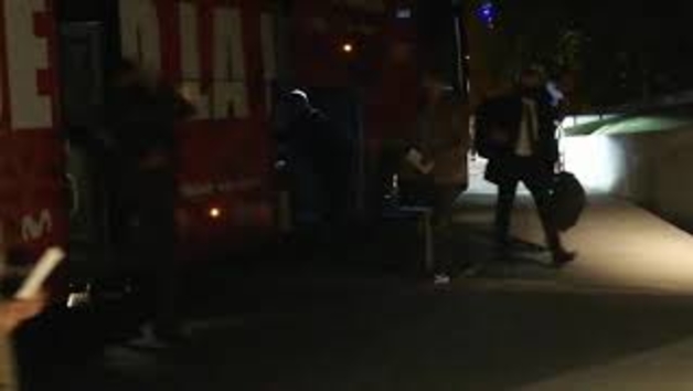 Llegada de los jugadores del Atlético a Pamplona