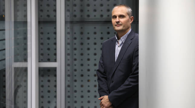 Antonio Prat Barásoain, este jueves en el Navarra Arena, sede de las federaciones deportivas.