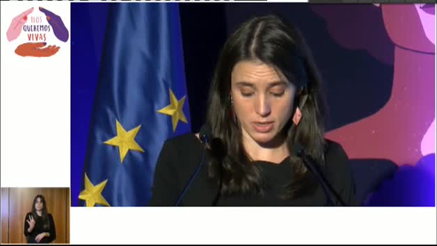 Irene Montero rompe a llorar en su discurso del 25-N