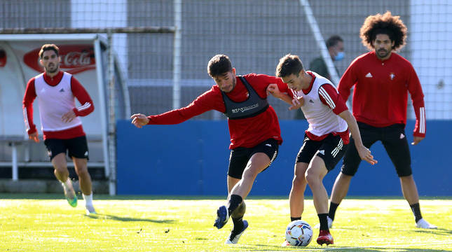 Nacho Vidal, David García, Íñigo Pérez y Aridane, durante un entrenamiento en el mes de octubre.