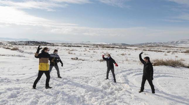 La borrasca Filomena ha dejado las Bardenas Reales de Navarra cubiertas de blanco