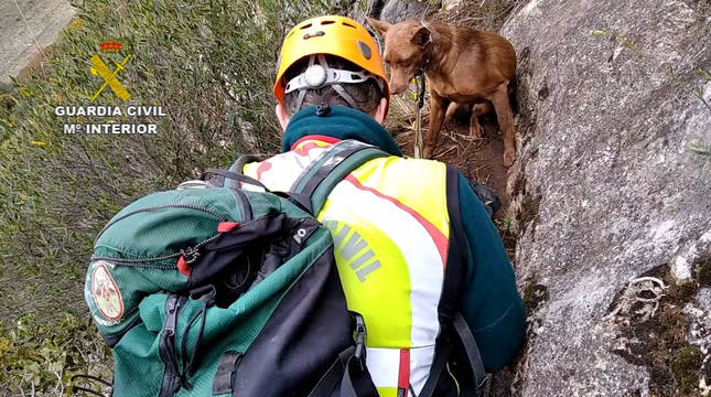 Rescate de una perra atrapada en una pared de la Foz de Lumbier