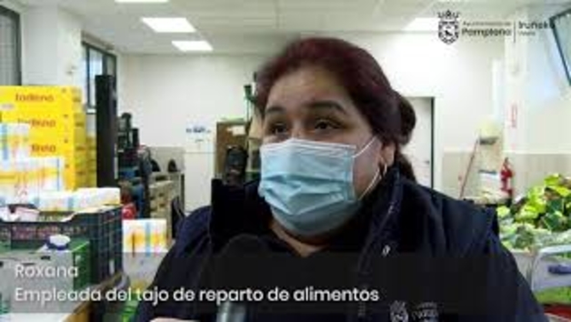 Vídeo del reparto de alimentos a familias necesitadas en Pamplona