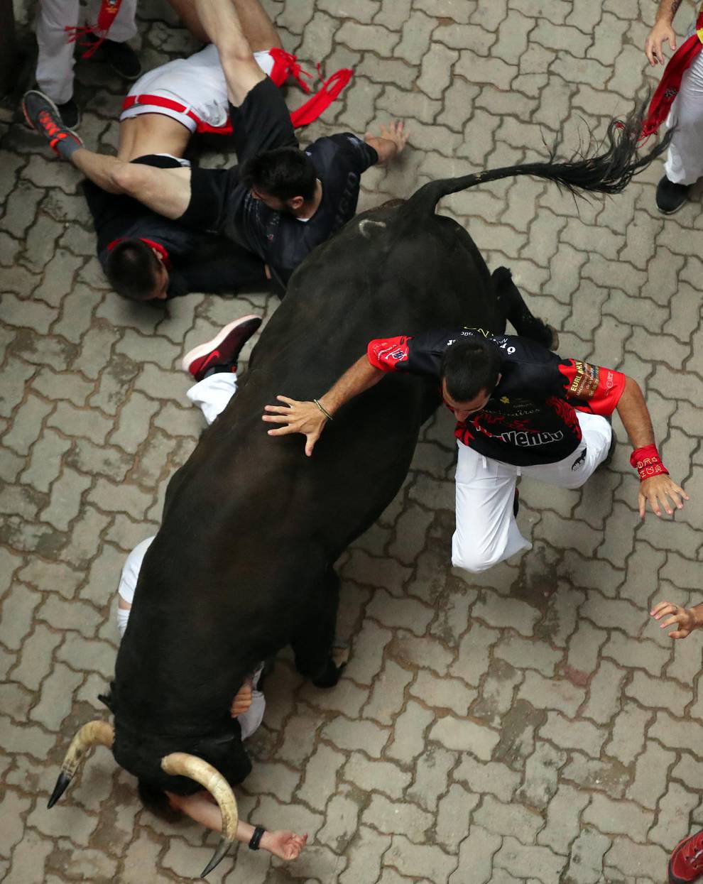 Fotos del séptimo encierro de San Fermín 2018 (2/70) - Imágenes del séptimo encierro de los Sanfermines de 2018, con toros de la ganadería Jandilla. - San Fermín - null