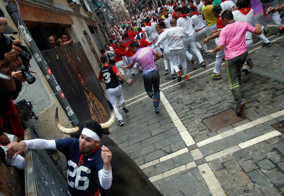 Fotos del séptimo encierro de San Fermín 2018 (6/70) - Imágenes del séptimo encierro de los Sanfermines de 2018, con toros de la ganadería Jandilla. - San Fermín - null