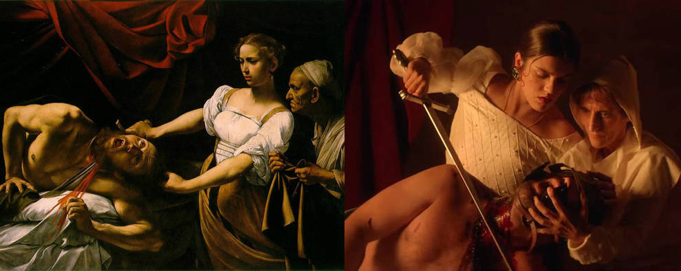 El nuevo videoclip de Amaia Romero parte, tanto a nivel narrativo como visual, de la historia bíblica de Judith y Holofernes y de las interpretaciones que de ella hicieron algunos de los grandes nombres de la historia del arte. Junto al fotograma del videoclip de la cantante navarra, pueden verse la version de Artemisia Gentileschi.