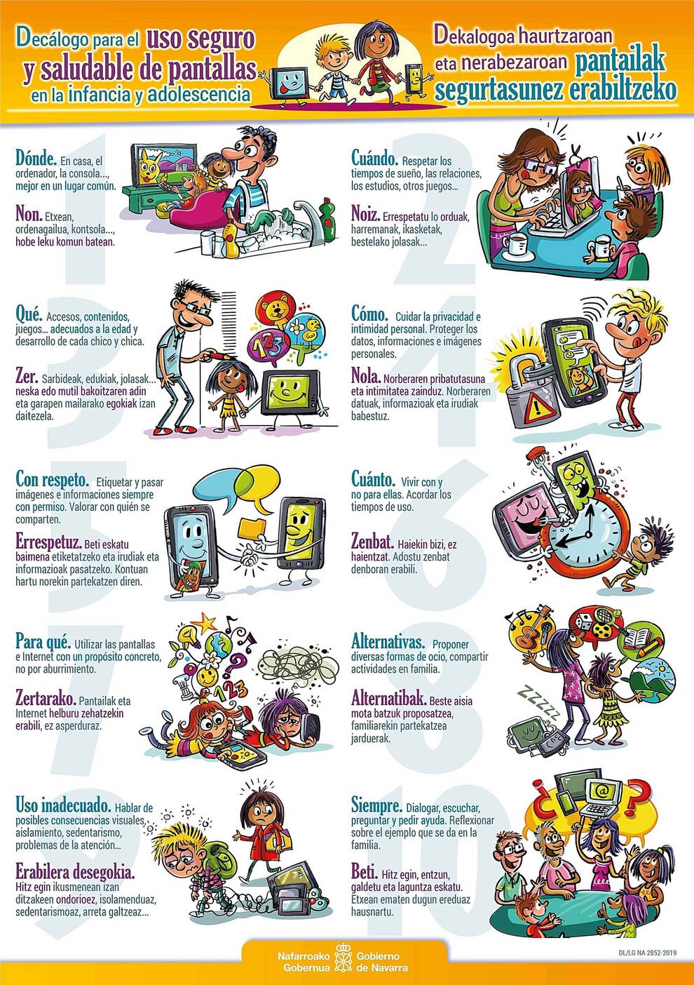 Decálogo sobre el uso seguro y saludable de pantallas de Salud Pública