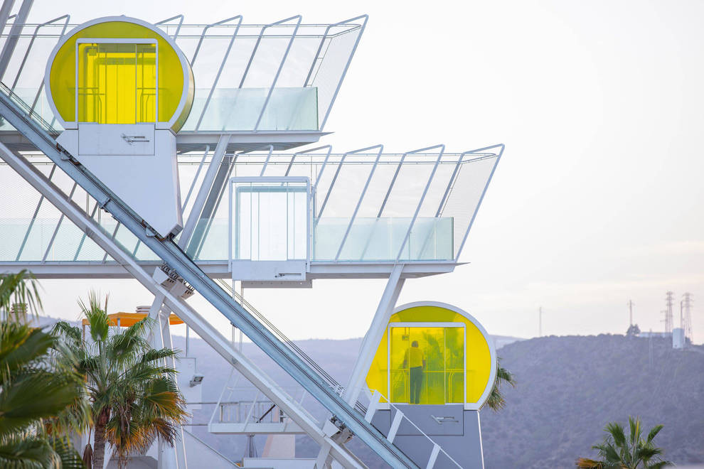 El funicular o doble ascensor inclinado se encuentra en el Hotel Riosol Island of Stars, en Gran Canaria.