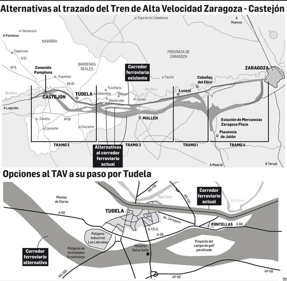 Un estudio apuesta por sacar las vías del TAV a las afueras de Tudela