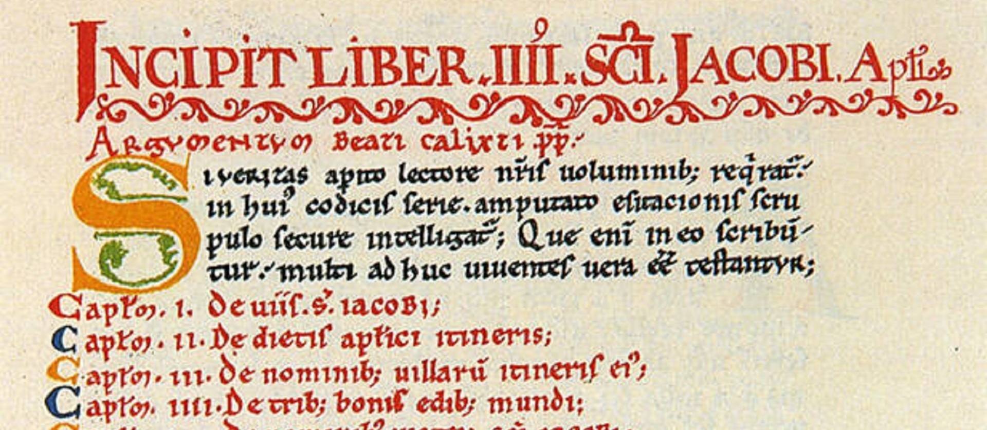 Comienzo del quinto libro del Códice Calixtino. Liber peregrinationis o Guía de la peregrinación.