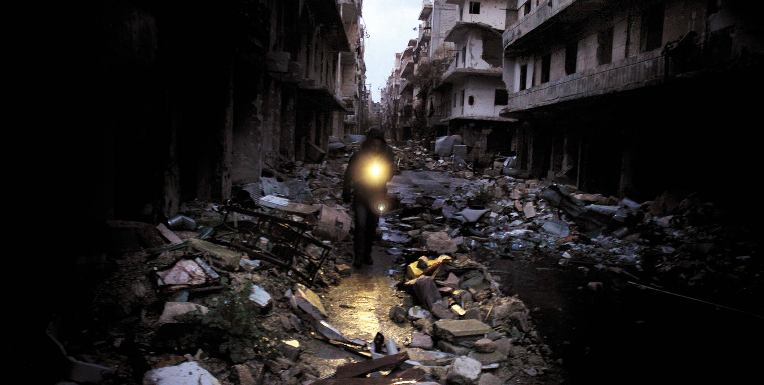 Barrio de Alepo donde reside Shaman, sin luz eléctrica.